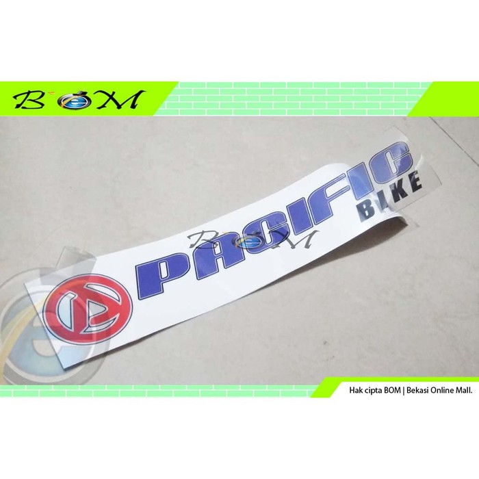 Jual sticker stiker decal transparan speda sepeda logo pacific biru ...