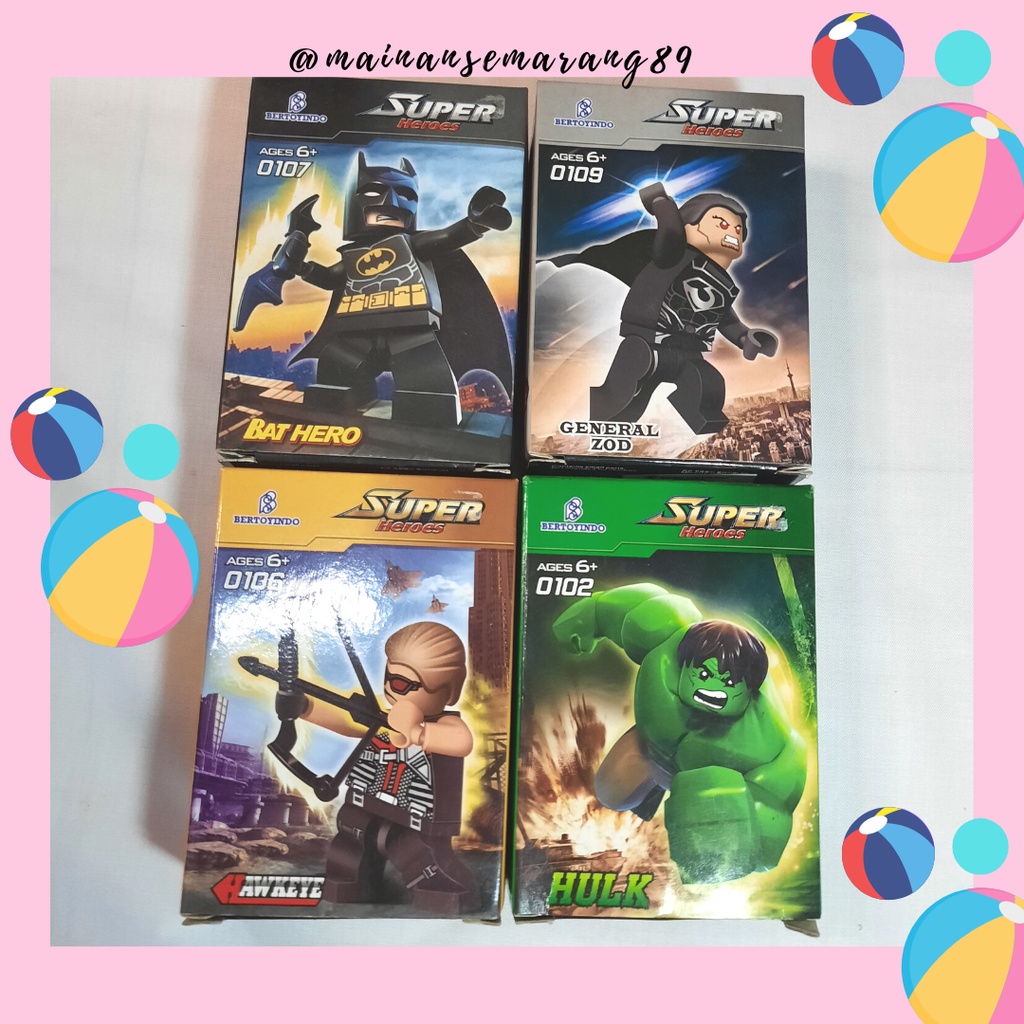 Jual Lego Super Heroes (hawkeye,hulk,bat hero,general zod) | Shopee ...