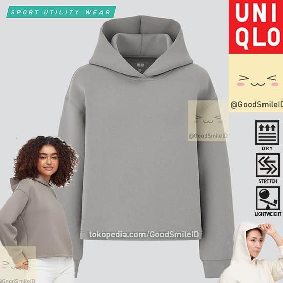 Produk Terbaru Uniqlo Pullover Sweat Dry Hoodie Ultra Stretch Pjg Wanita Gray 433699