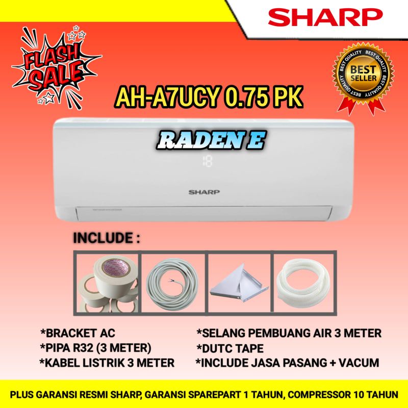 Jual AC SHARP AH-A7UCY TURBO COOL R32 3/4PK | Shopee Indonesia