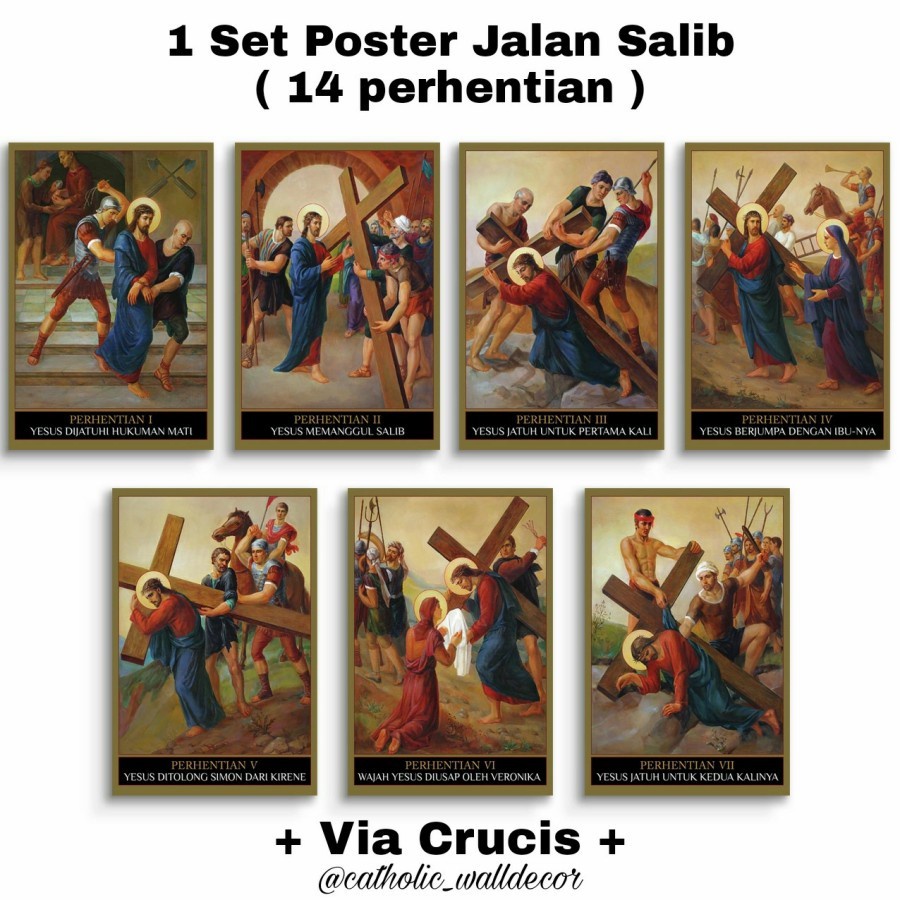 Jual Posterhiasan Dinding Gambar Jalan Salib Set 14 Perhentian 20x30cm Pictbox Shopee Indonesia 2938