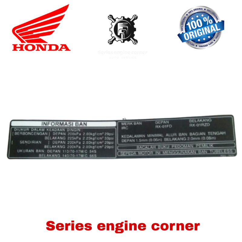 Jual stiker arm tekanan ban cbr 250 rr r original Shopee Indonesia