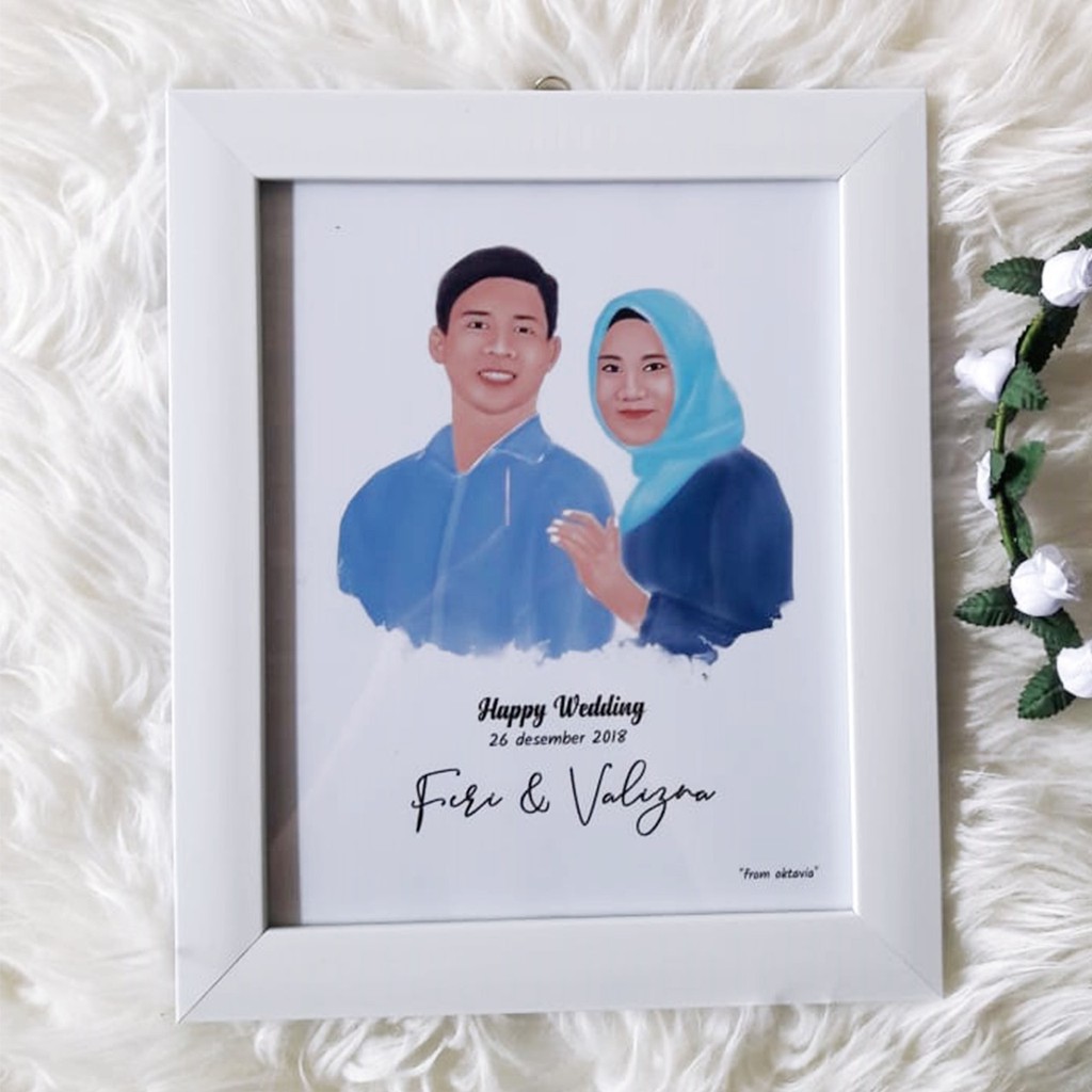 Jual Hadiah Karikatur Frame Foto Kado Ultah Pernikahan Anniversary