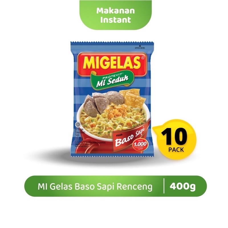 Jual Migelas mie gelas Baso Sapi renceng isi 10 sachet mie instan ...