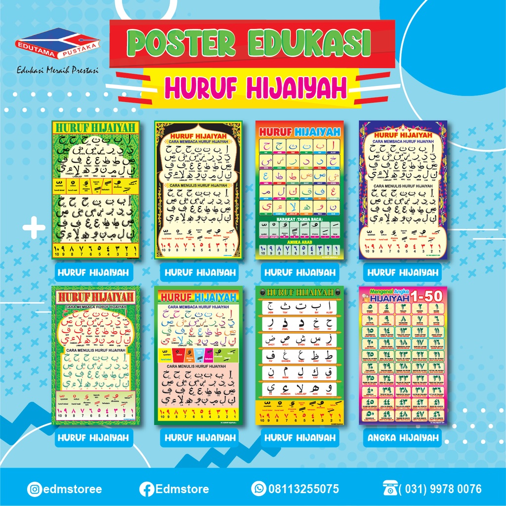 Jual Poster Edukasi Anak Belajar Aneka Huruf Hijayah | Shopee Indonesia