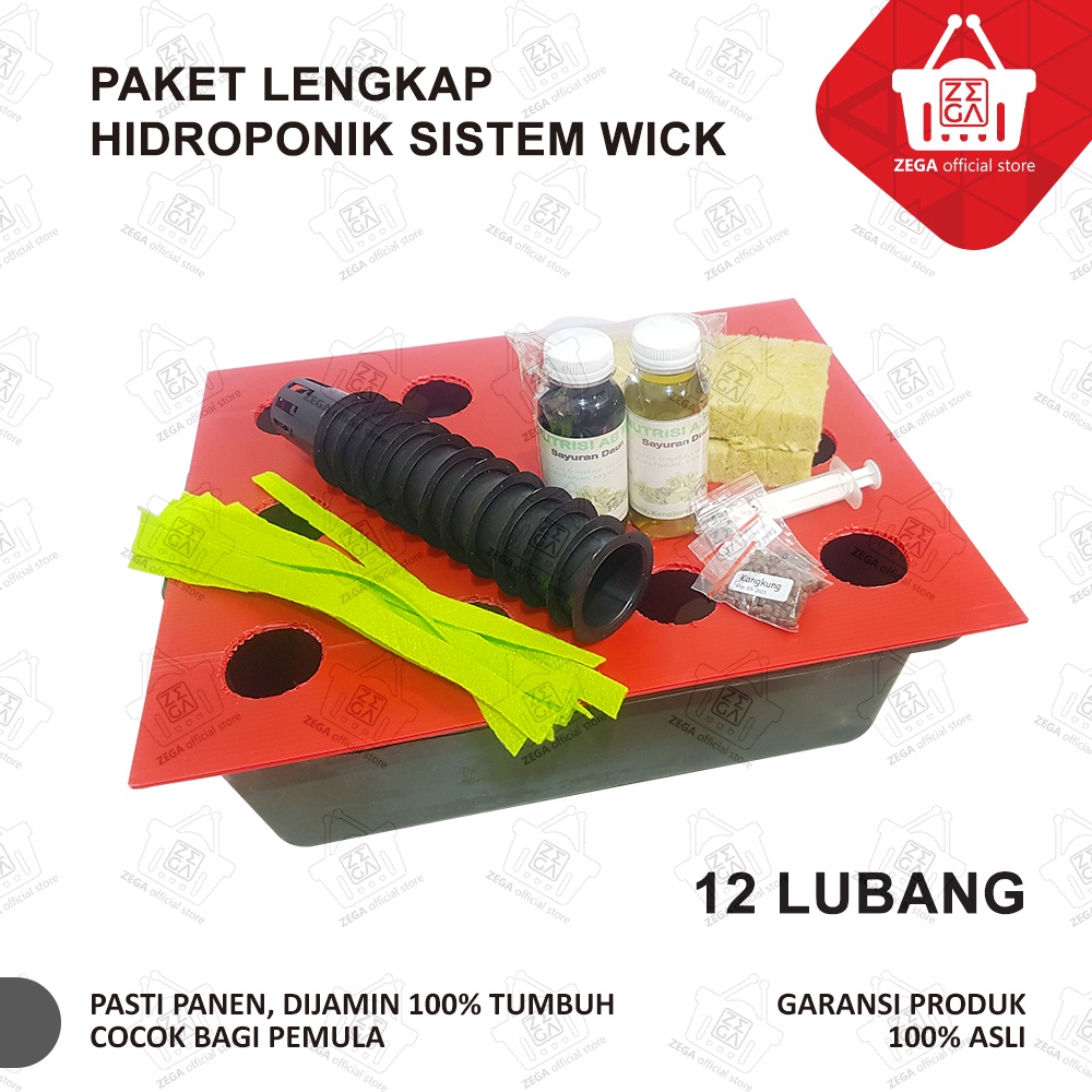 Paket Hidroponik Lengkap sistem wick / Wick System 12 Lubang