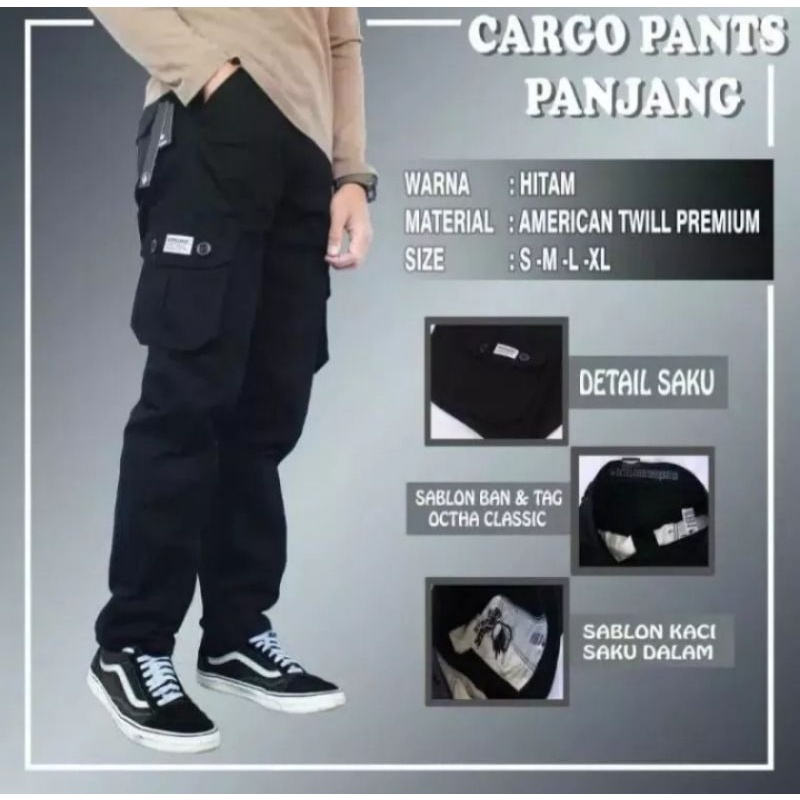 Jual CELANA CARGO PANJANG PRIA C.O.D. DARI NASTYAZKASHOP WARNA HITAM ...