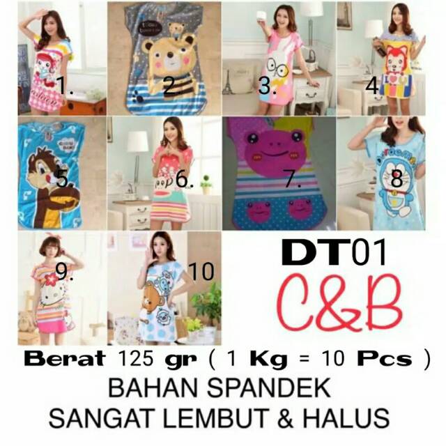 Jual BAJU TIDUR DASTER SPANDEK KOREA - BISA PILIH KARAKTER - BABY DOLL
