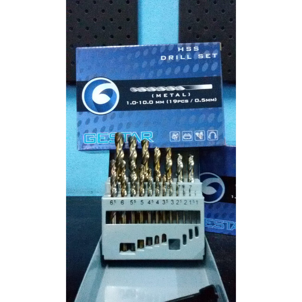 Jual GESTAR 19pcs HSS Cobalt Drill bits set - Mata bor besi set Premium ...