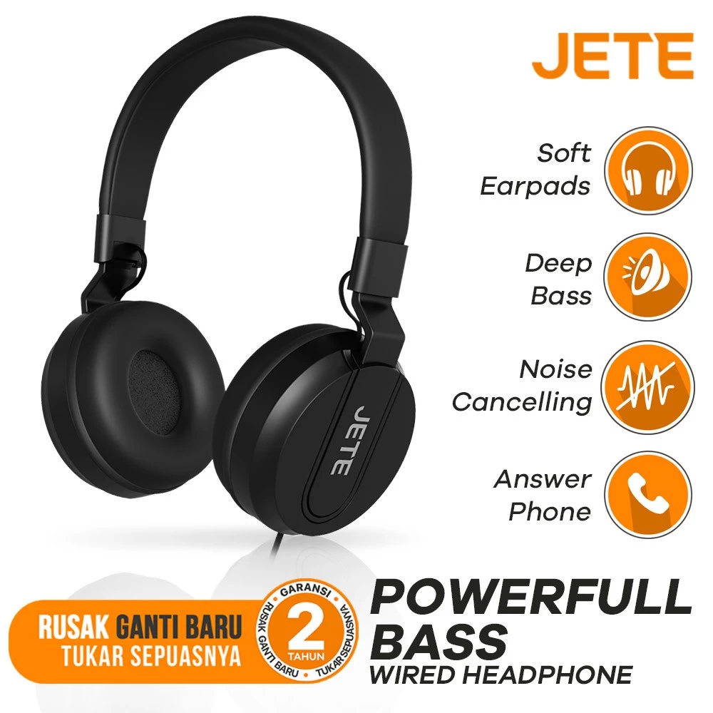 Headset Headphone Kabel JETE Powerfullbass - Garansi 2 Tahun