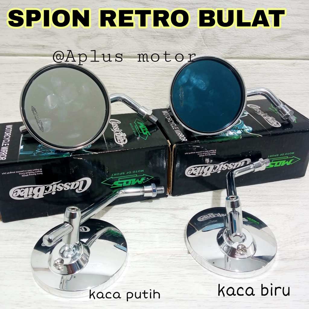 Jual Spion Bulat Retro Classic Flat Bulat Chrome Honda Beat Vario Cb Gl