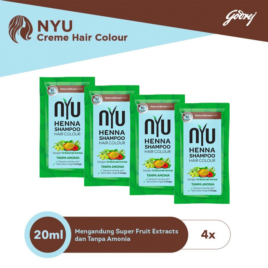 Jual NYU HENNA SHAMPOO HAIR COLOUR SACHET ISI 20ml EwaLook | Shopee ...