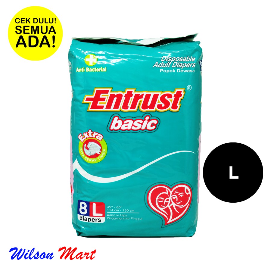 Jual BAGUS ENTRUST BASIC ISI 8 SIZE L POPOK DEWASA ADULT DIAPERS