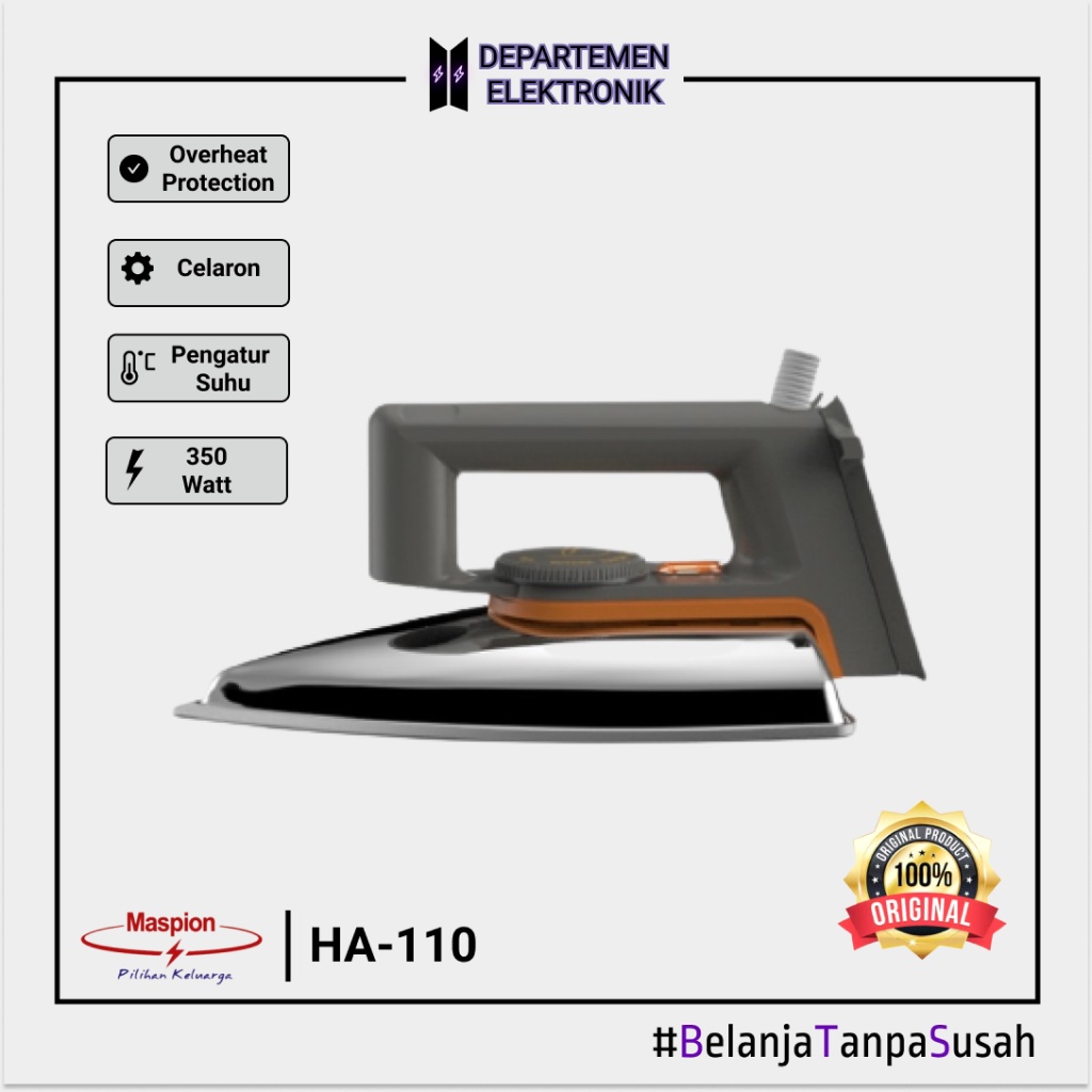 Jual SETRIKA MASPION HA 110 STAINLESS MURAH BANGET / GARANSI RESMI ...