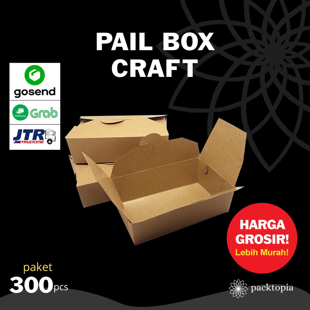 Jual PAKET GROSIR 300 PCS LUNCH PAIL BOX KOTAK MAKANAN 16x9x5 LAMINASI