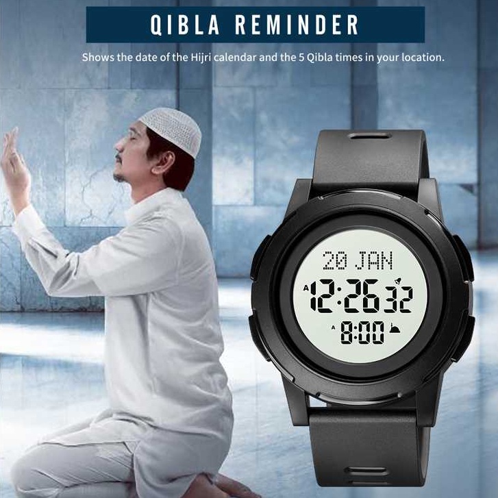 Jual Skmei Jam Tangan Digital Pria Muslim Qibla Shopee Indonesia