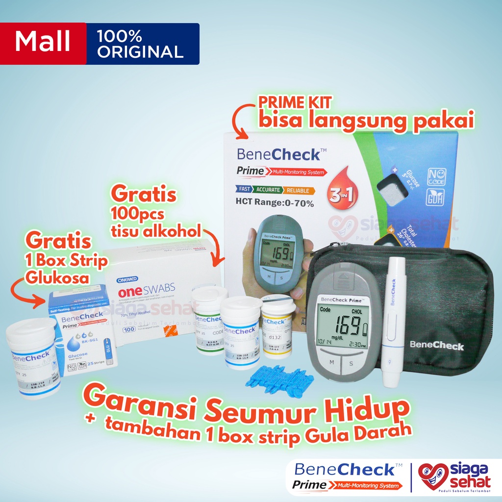 Jual Alat Cek Darah - BeneCheck Prime KIT Free STRIP GLUKOSA Dan ...