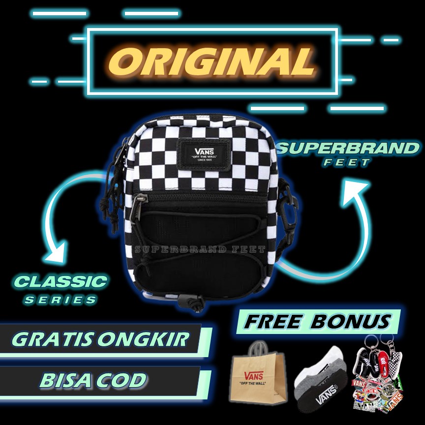 Jual Vans Bail Shoulder Bag Sling Bag Checkerboard Black White Original