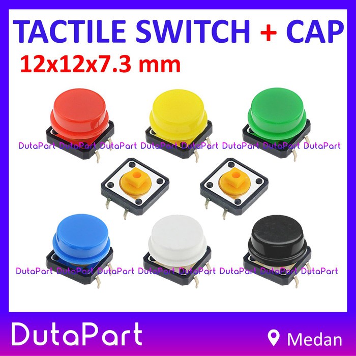 Jual Tactile Switch Push Button 12x12x7.3 mm 12x12 FREE KEY CAP PILIH ...