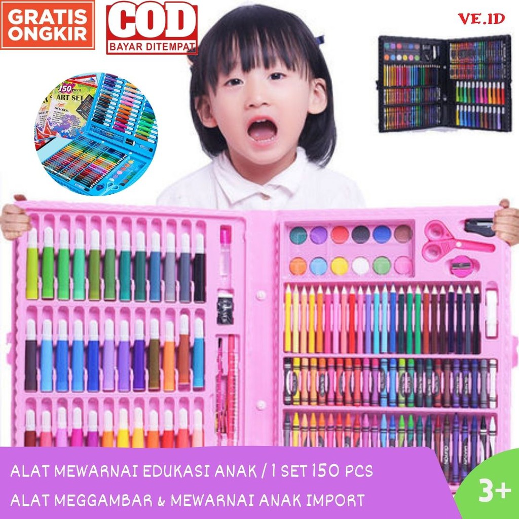 Jual 150PCS Crayon Set/ Krayon Set Pensil Warna Lengkap Alat Tulis ...