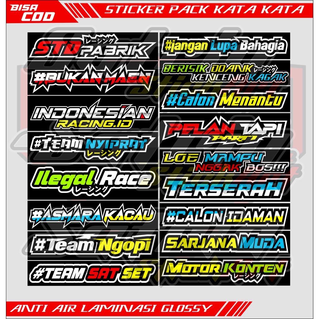 Jual Stiker Pack kata Kata / Stiker Racing Terbaru / Stiker Motor ...