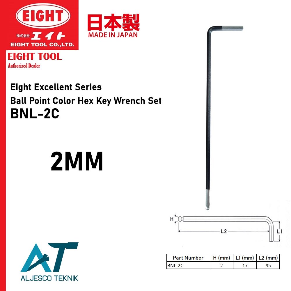 Jual EIGHT BNL-2C KUNCI L HEAVY DUTY 2MM 2 MM BALL POINT COLOR CODED ...