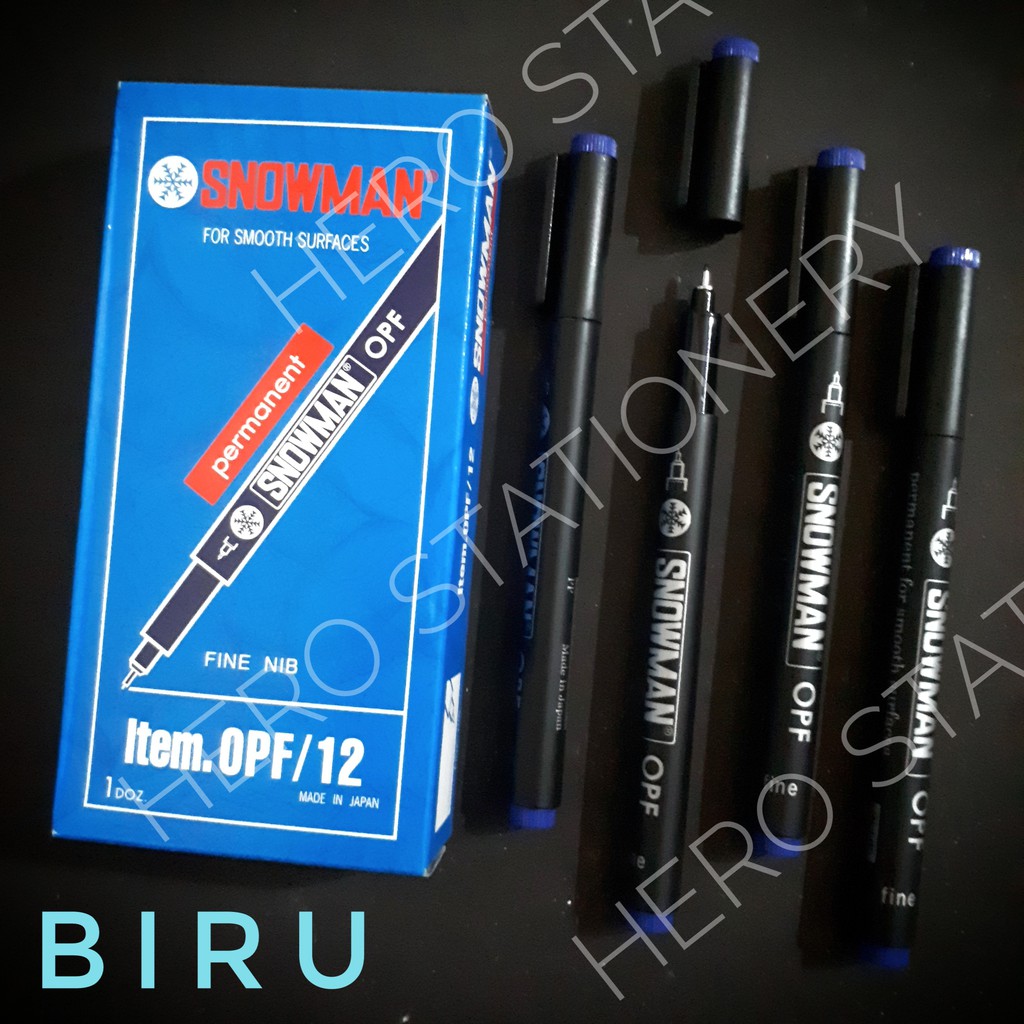 Jual Spidol Marker Permanen Ohp Snowman Opf Tinta Biru Shopee