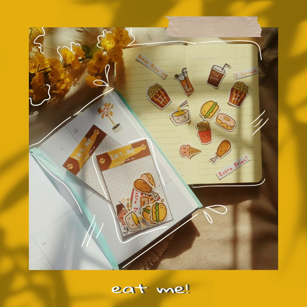 Jual 21 pcs DIY Stiker Eatme (scrapbook/journal aesthetic sticker