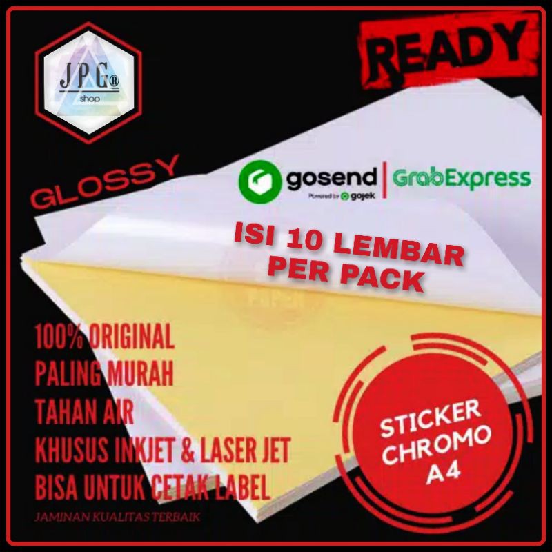 Jual Kertas Sticker Chromo Glossy A4 Isi 10 Lembar Per Pack Kertas ...