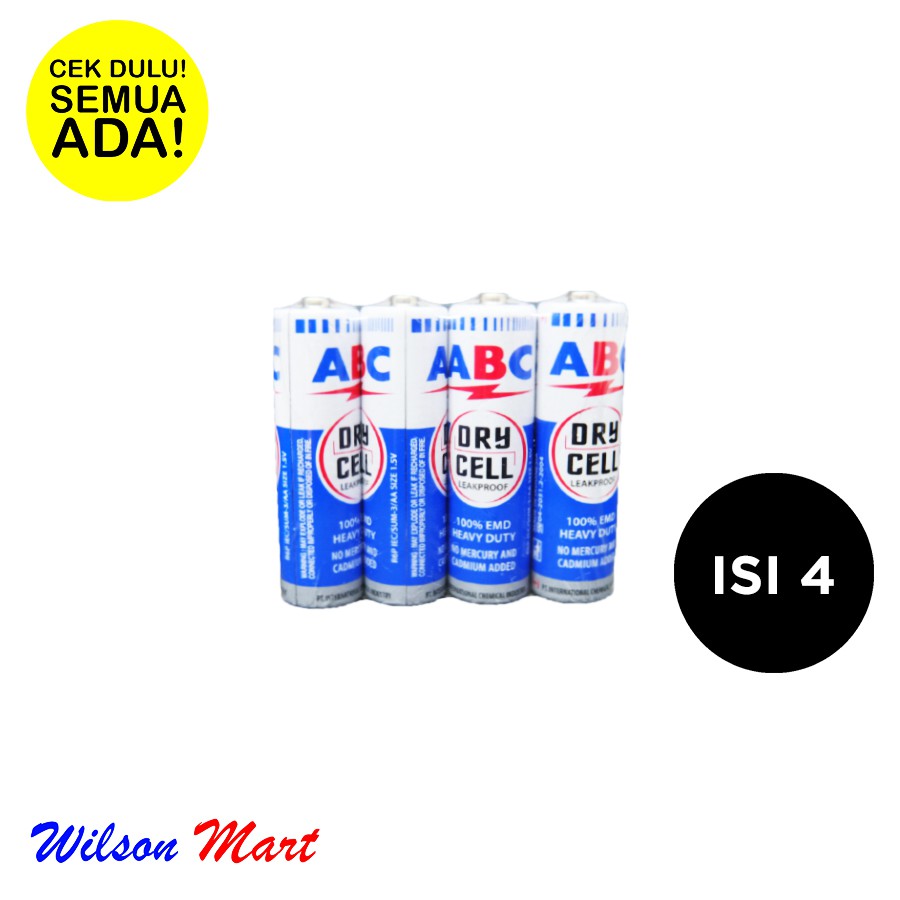 Jual ABC BATERAI AA R6P ISI 4 PCS BATRE A2 | Shopee Indonesia