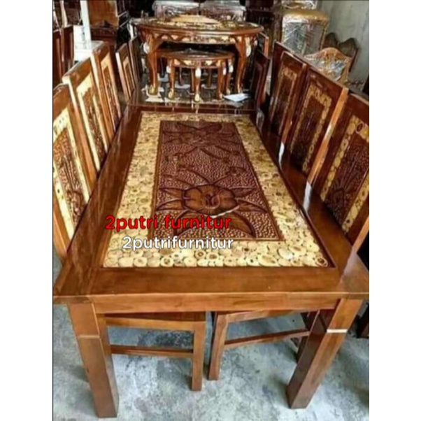 Jual meja makan dk 8+kaca meja | Shopee Indonesia