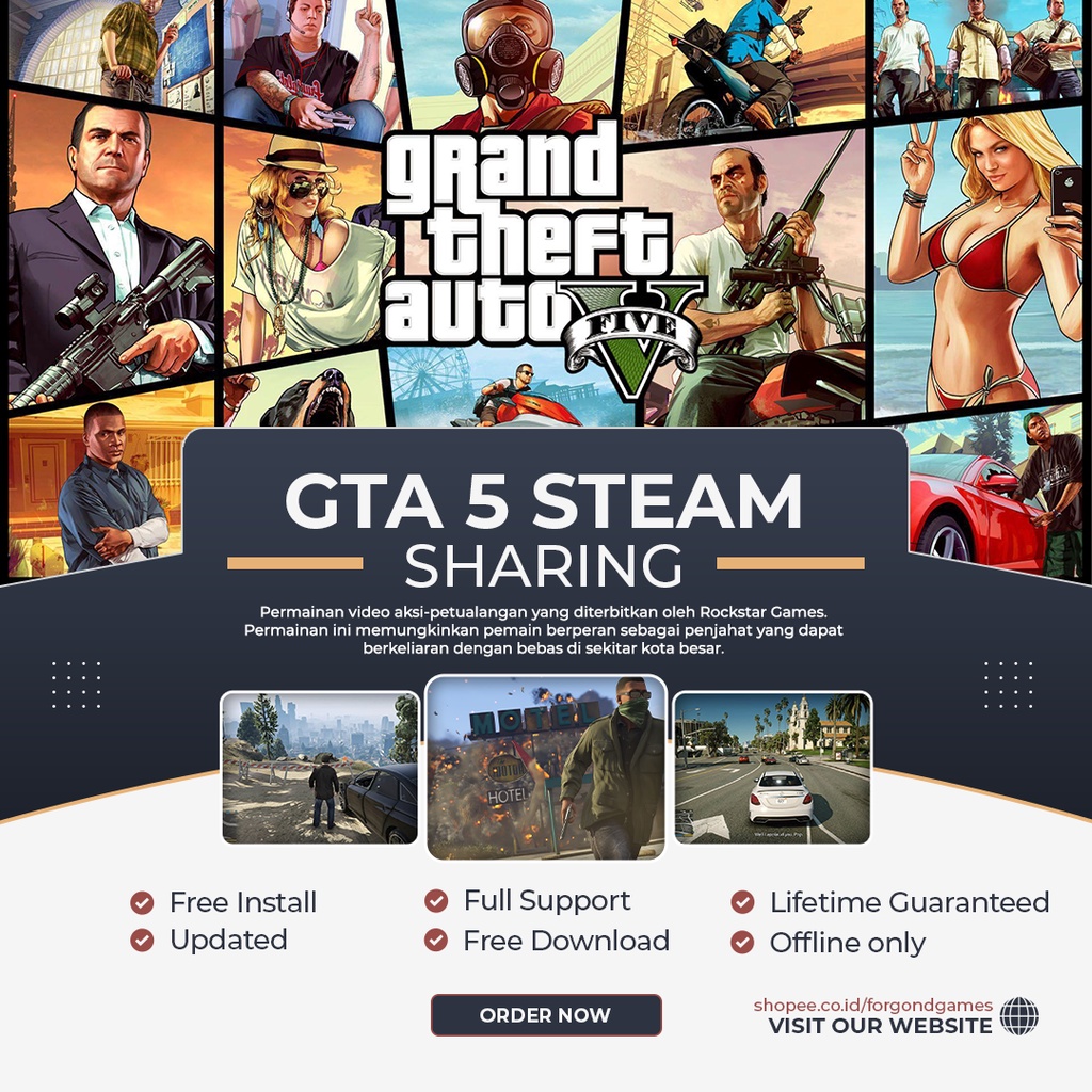 Jual GTA 5 GRAND THEFT AUTO V PC GAME ORIGINAL | Shopee Indonesia
