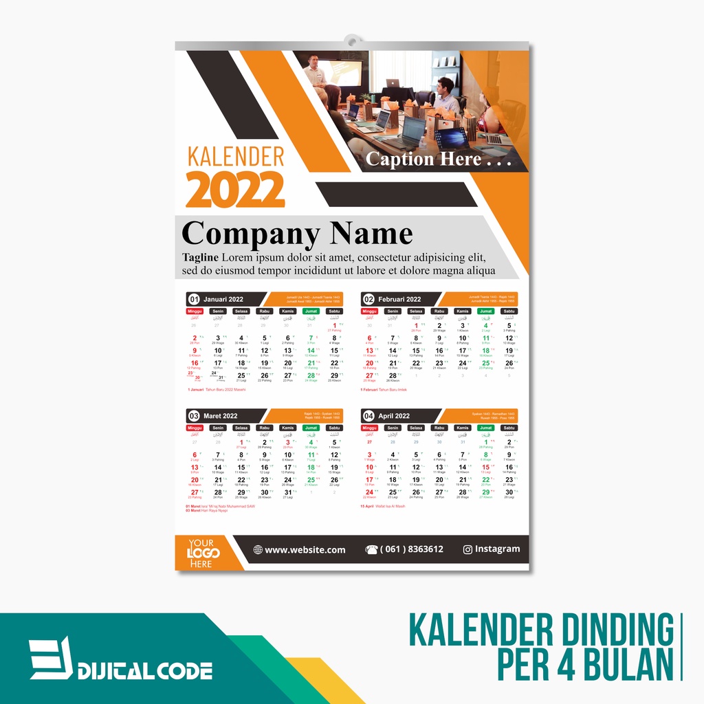 Jual Desain & Cetak Kalender Dinding 2022 Isi 3 Lembar | Shopee Indonesia