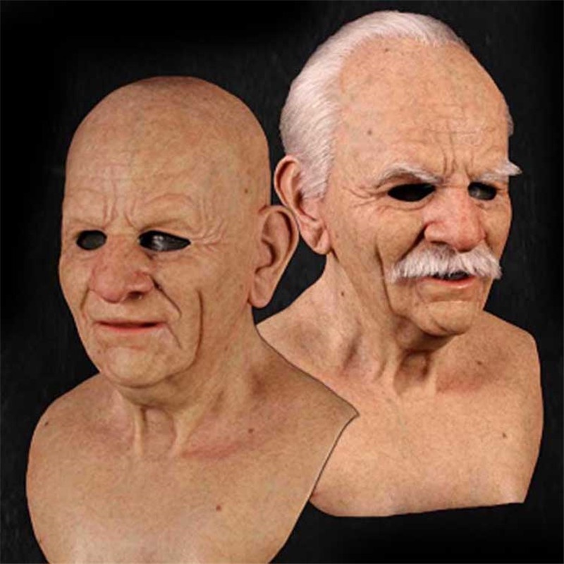 Jual Funny Old Man Mask Halloween Mask Creepy Mask Realistic Latex