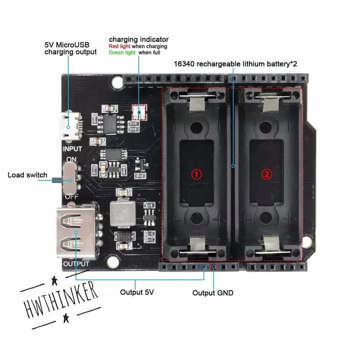 Jual Modul Power Bank ESP8266 ESP32 Baterai battery Shield 16340 untuk ...