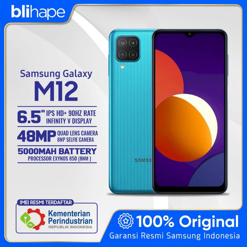 Jual Samsung galaxy m12 ram 3 internal 32 warna black segel box no ...