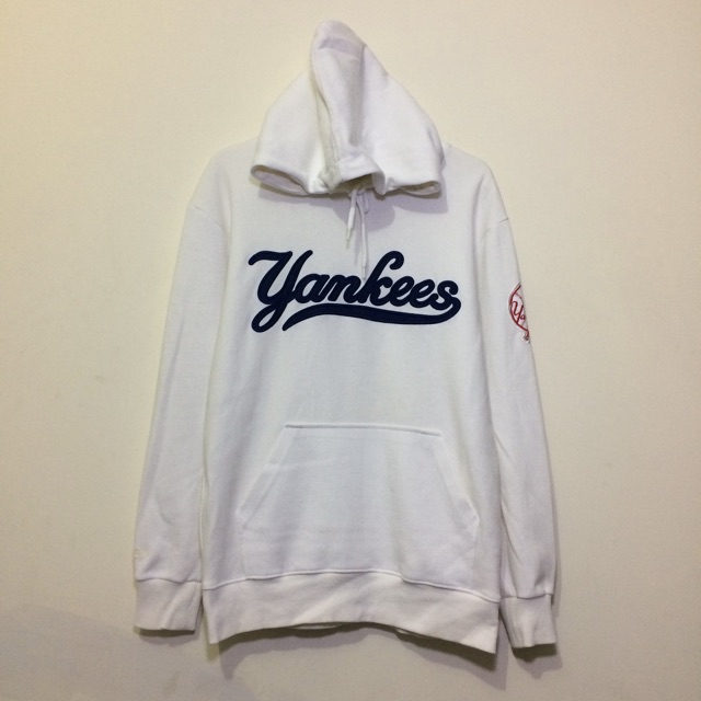 Sweater Hoodie MLB Mitchell & Ness Yankees Putih