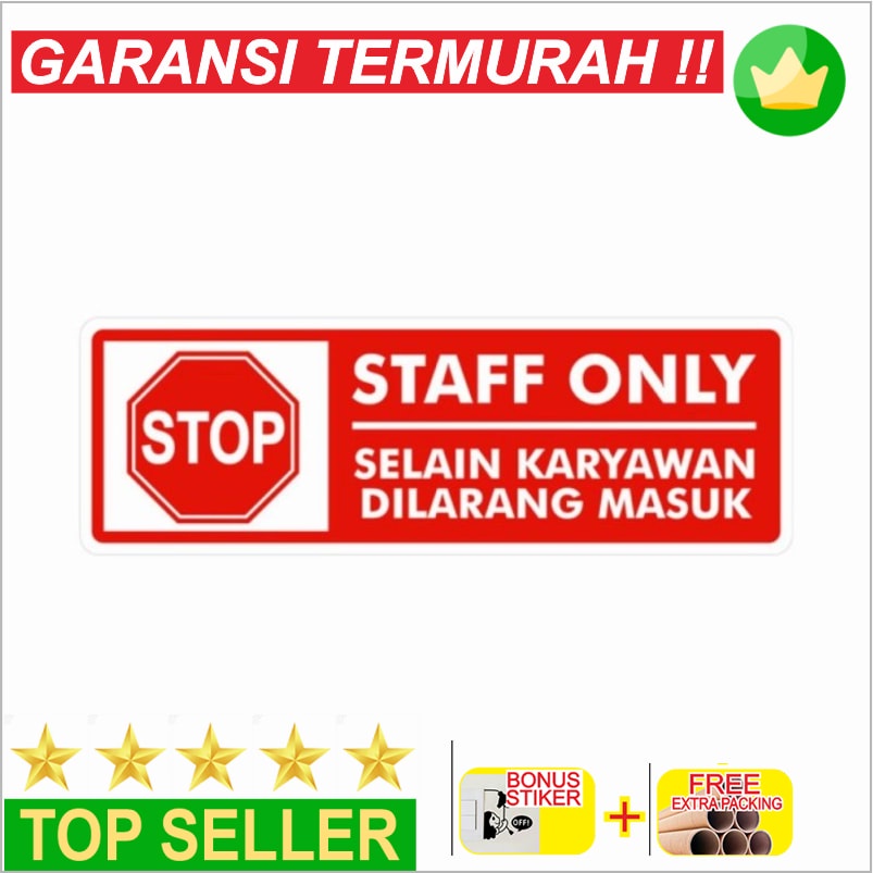 Jual Murah STICKER STAFF ONLY UK 10X30CM - Stiker Keren | Shopee Indonesia