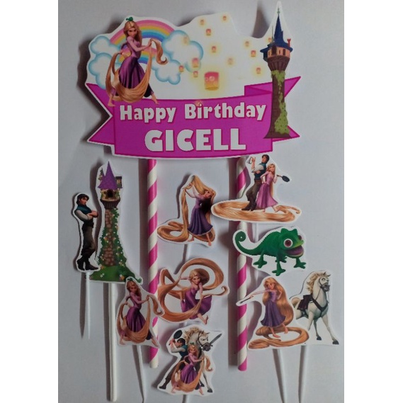 Jual TOPPER CAKE HIASAN KUE ULANG TAHUN GAMBAR RAPUNZEL TANGLED BISA