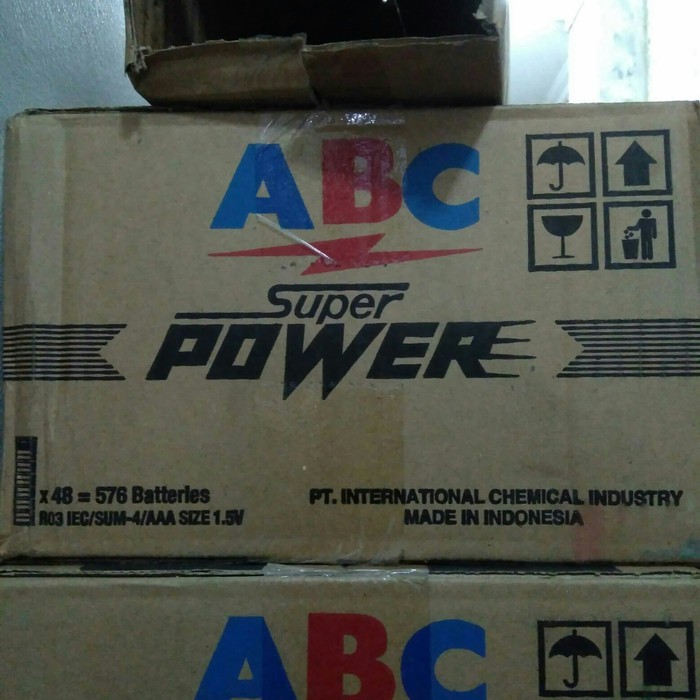 Jual Baterai battery ABC hitam super power ukuran AAA A3 per karton R03 ...