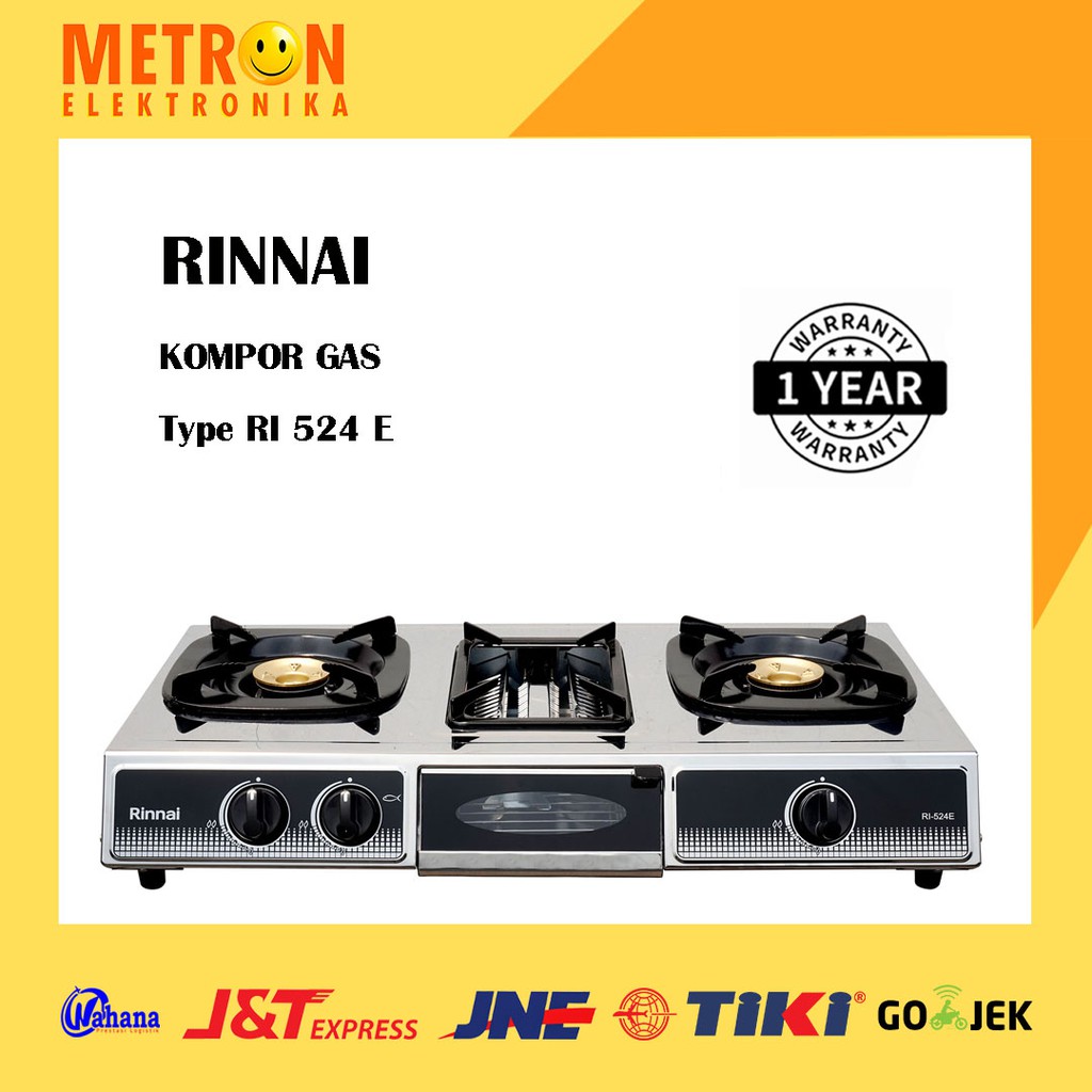 Jual RINNAI RI 524 E KOMPOR GAS 2 TUNGKU + GRILL PANGGANGAN API BESAR /  RI524E | Shopee Indonesia