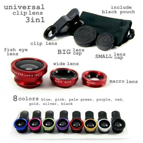 Jual Universal Clip Lens 3 in 1 ( FISHEYE / jepit panjang ) Shopee