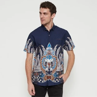 M231 Kemeja Pria Batik Pendek Navy 1727