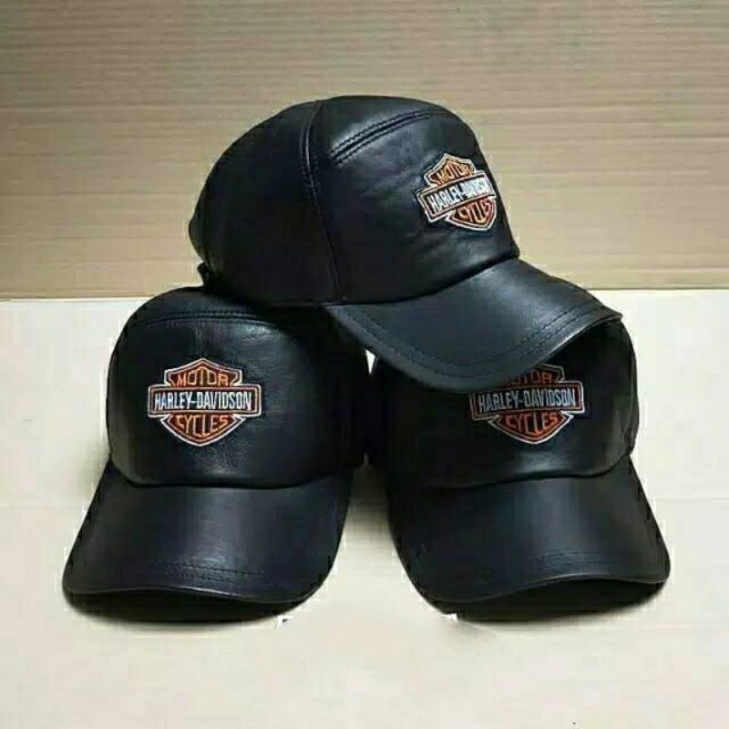 Jual Topi HD Harley Davidson Kulit Asli Garut Model Snapback Polos ...