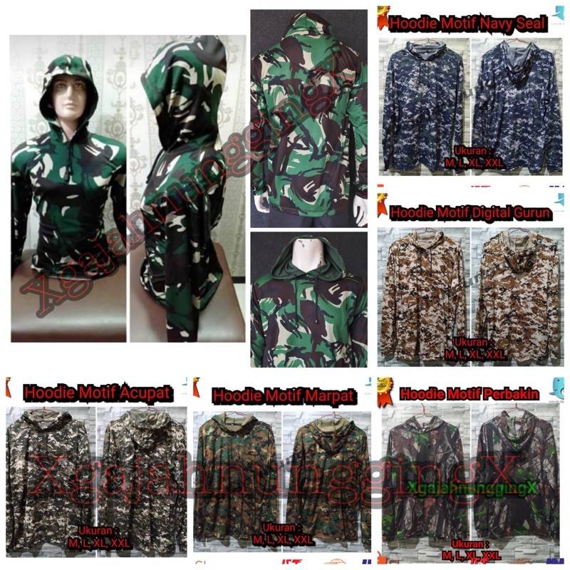 Jual Baju Kaos Hoodie Hodie Loreng Camo Navy Seal Perbakin Marpat