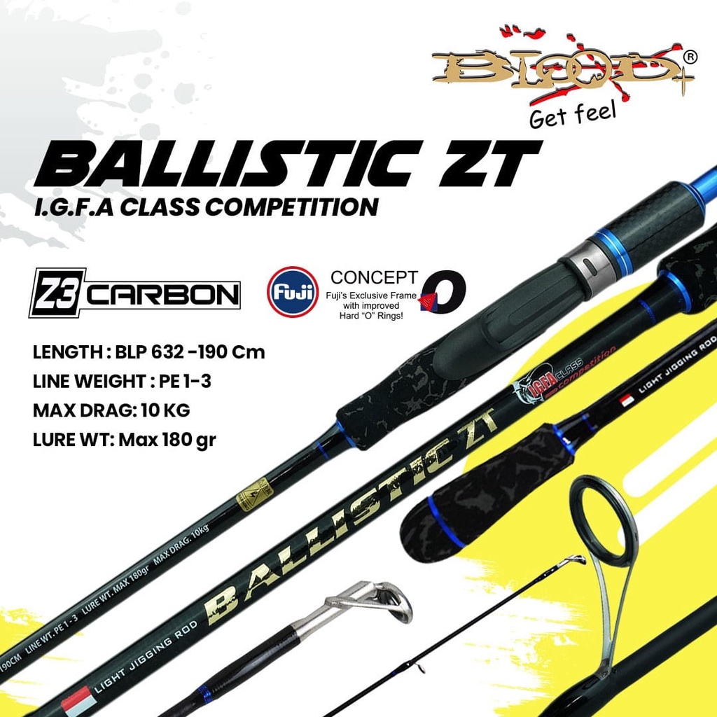 Jual Rod BLOOD BALLISTIC LIGHT JIGGING 632 / 190cm | Shopee Indonesia