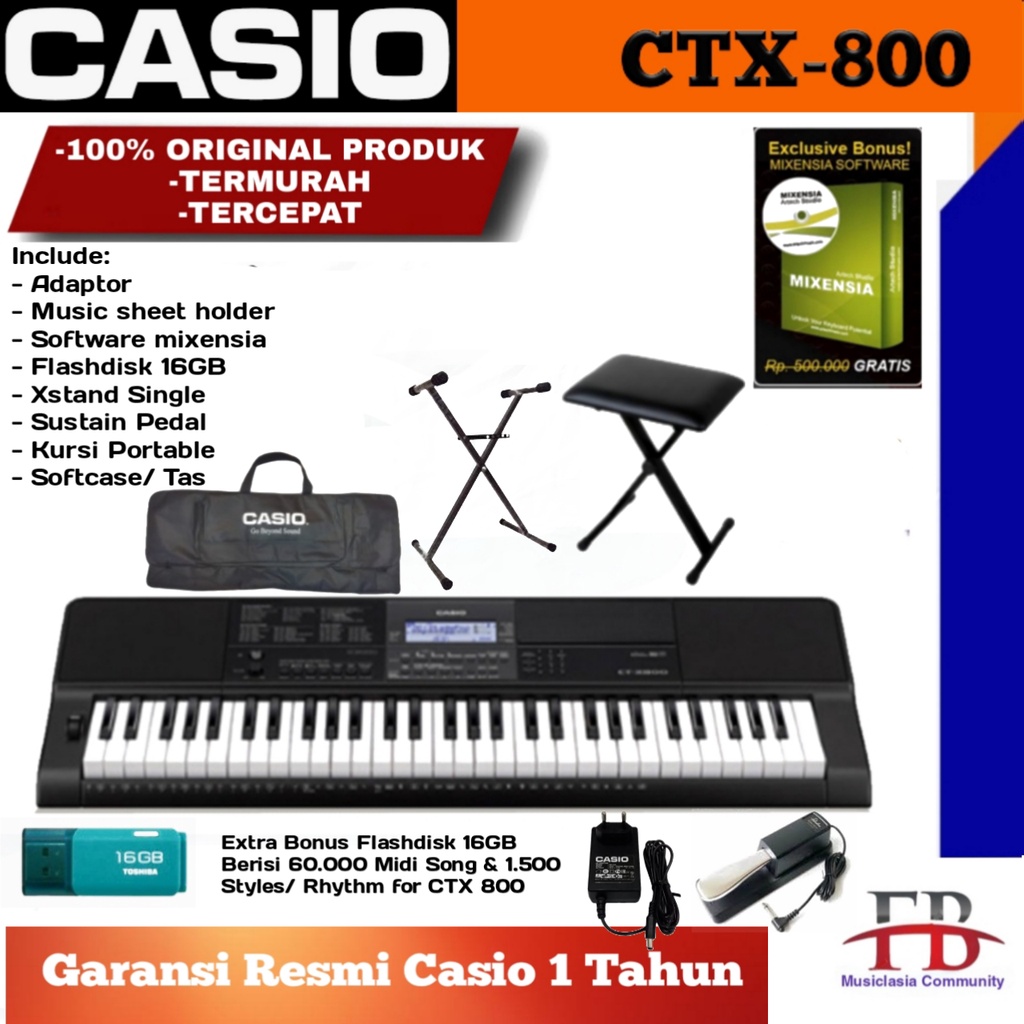 Jual Keyboard Casio CTX 800 Alat musik Keyboard CTX 800 CT X 800 CTX800 CT X800 Original spek diatas psr e363 Shopee Indonesia