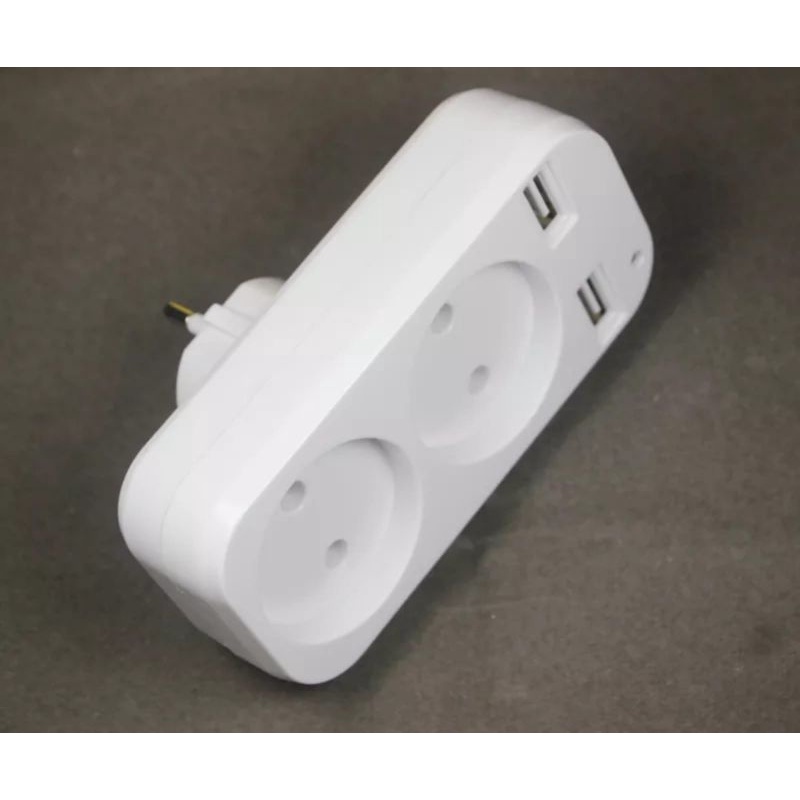 Jual power strip colokan listrik adaptor soket 2 USB port 5v charger ...