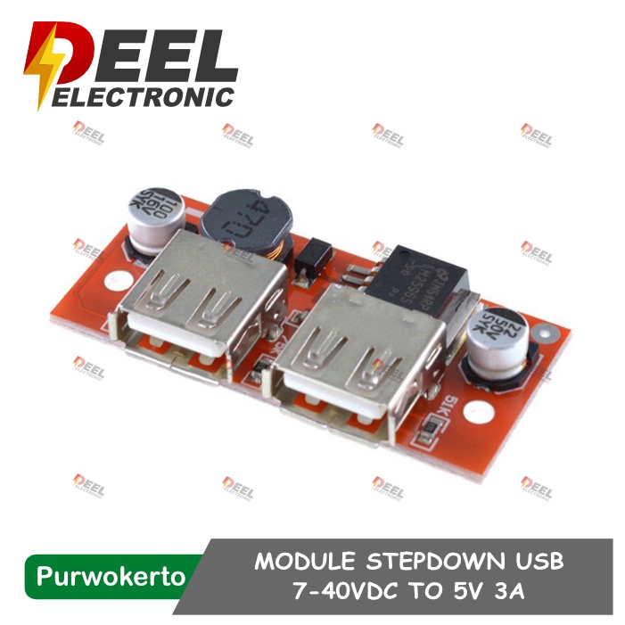 Jual MODULE STEPDOWN USB 2 SLOT 7-40VDC TO 5V DC 3A CHARGER SOLAR PANEL ...