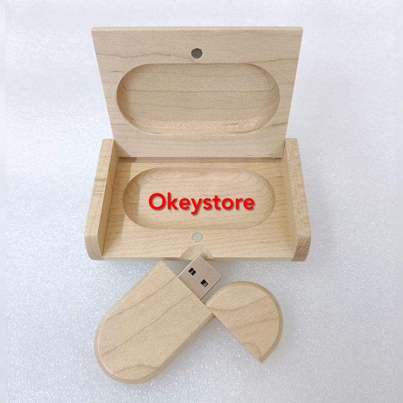 Jual FLASHDISK 4GB 8GB 16GB 32GB KAYU OVAL + BOX KAYU UPSLIDE REAL ...